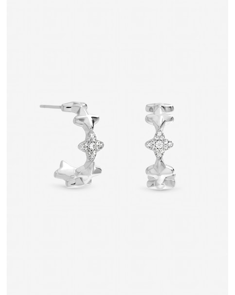 Inicio Sterling Silver Plated Celestial Star Hoop Earrings