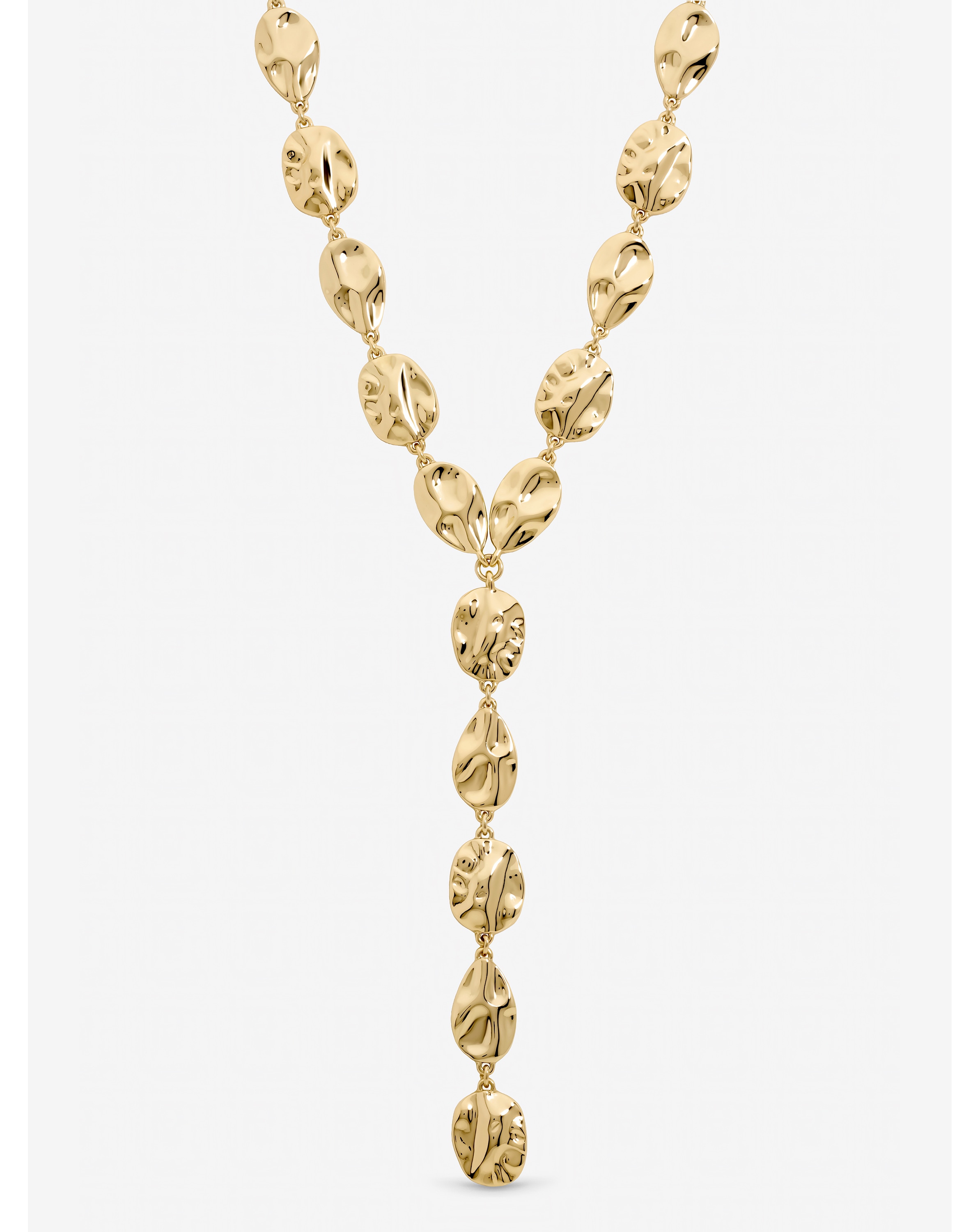 New In - Gold Polished Molten Y-Drop Necklace