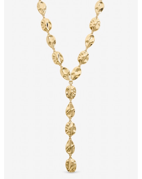 Gold Polished Molten Y-Drop Necklace
