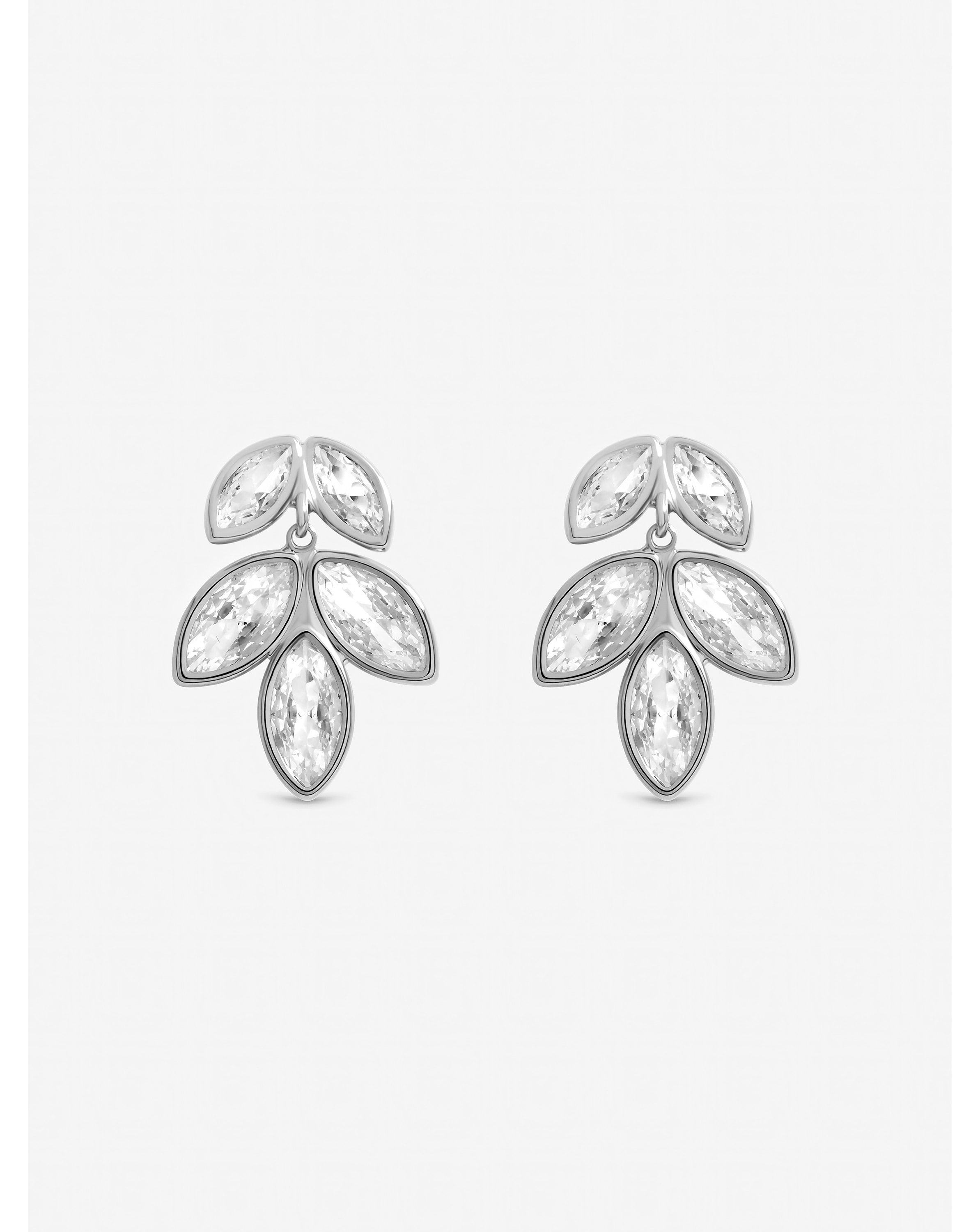 New In - Silver Plated Crystal Floral Earrings