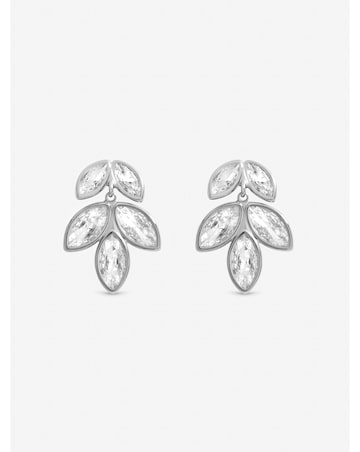 Inicio Sterling Silver Plated Crystal Floral Drop Earrings