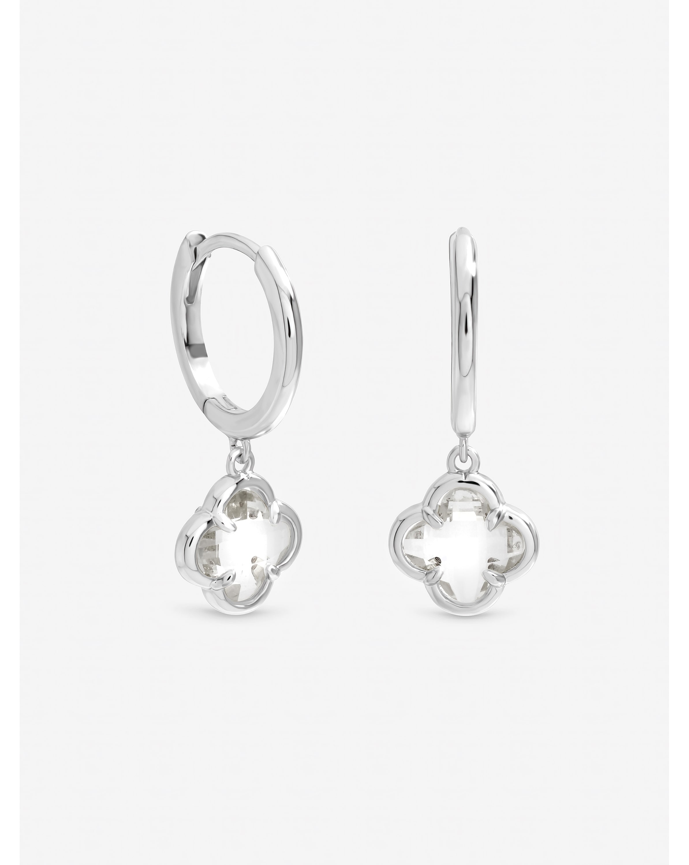 New In - Crystal Clover Charm Huggie Hoops