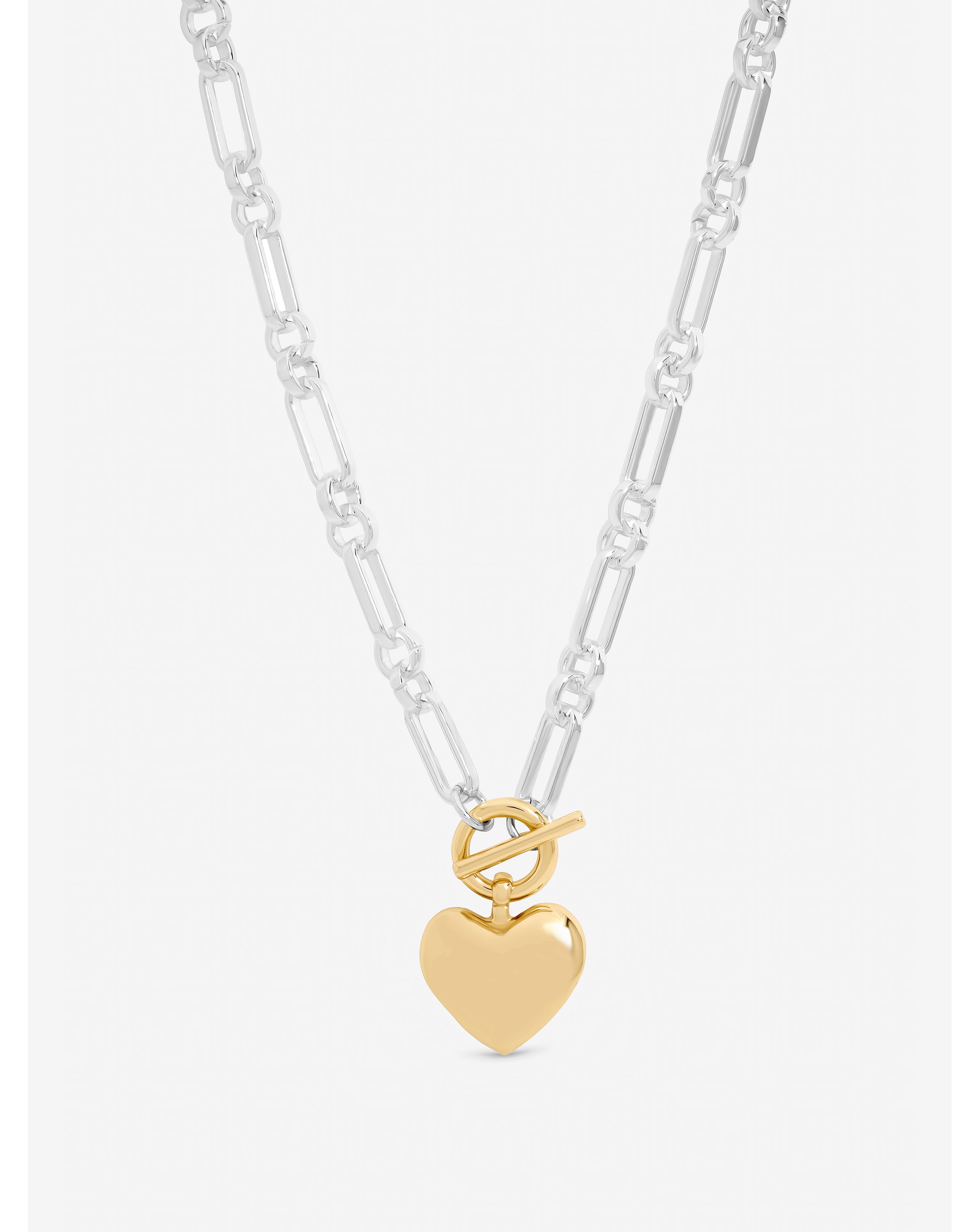New In - Mood Two Tone Heart Link Necklace