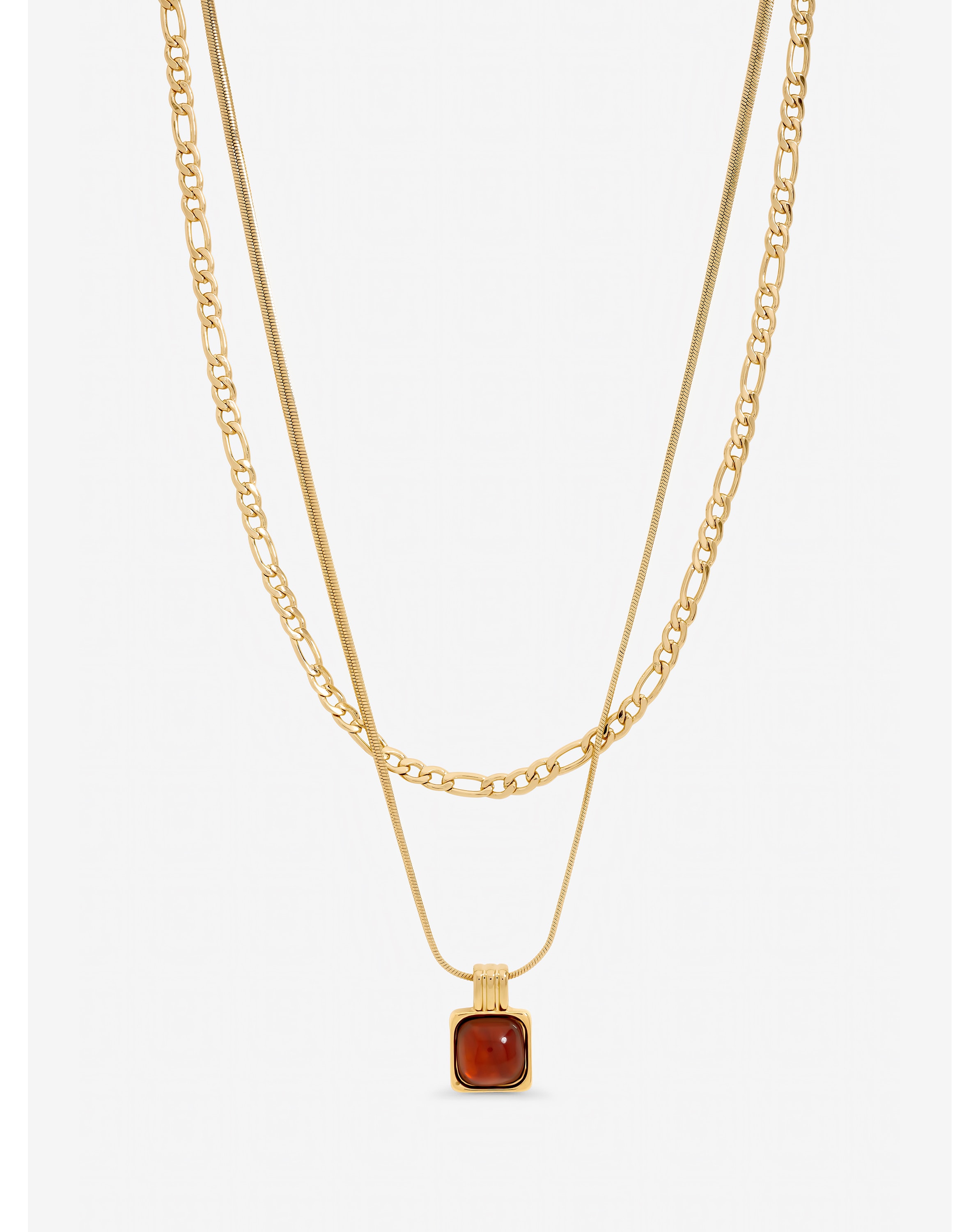 New In - Gold Plated Layer Chain Resin Necklace