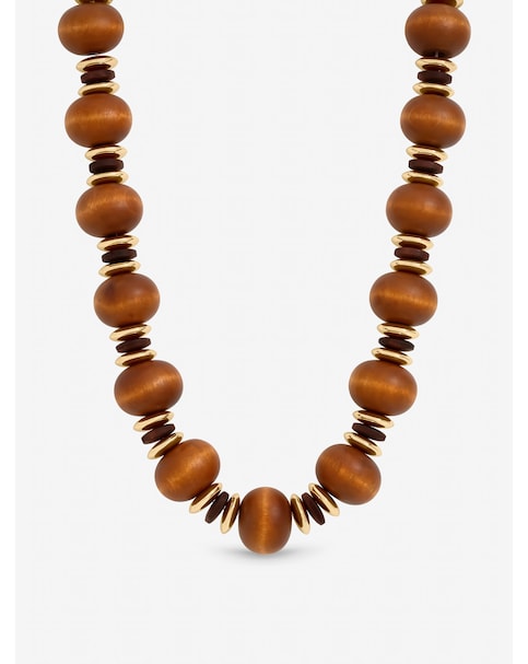 Mood Gold Plated and Wood Orb Necklace