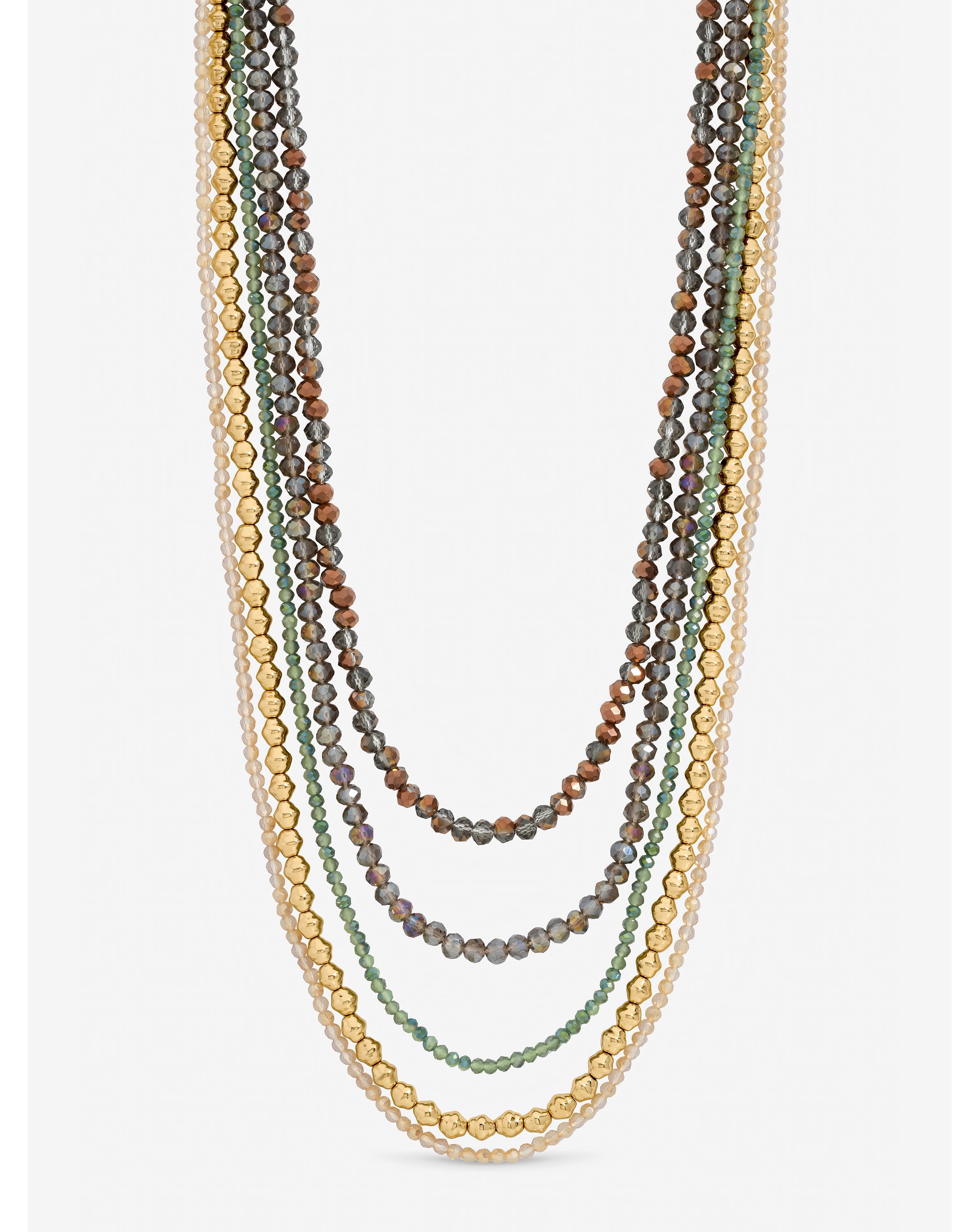 New In - Gold Plated Beaded Multirow Necklace