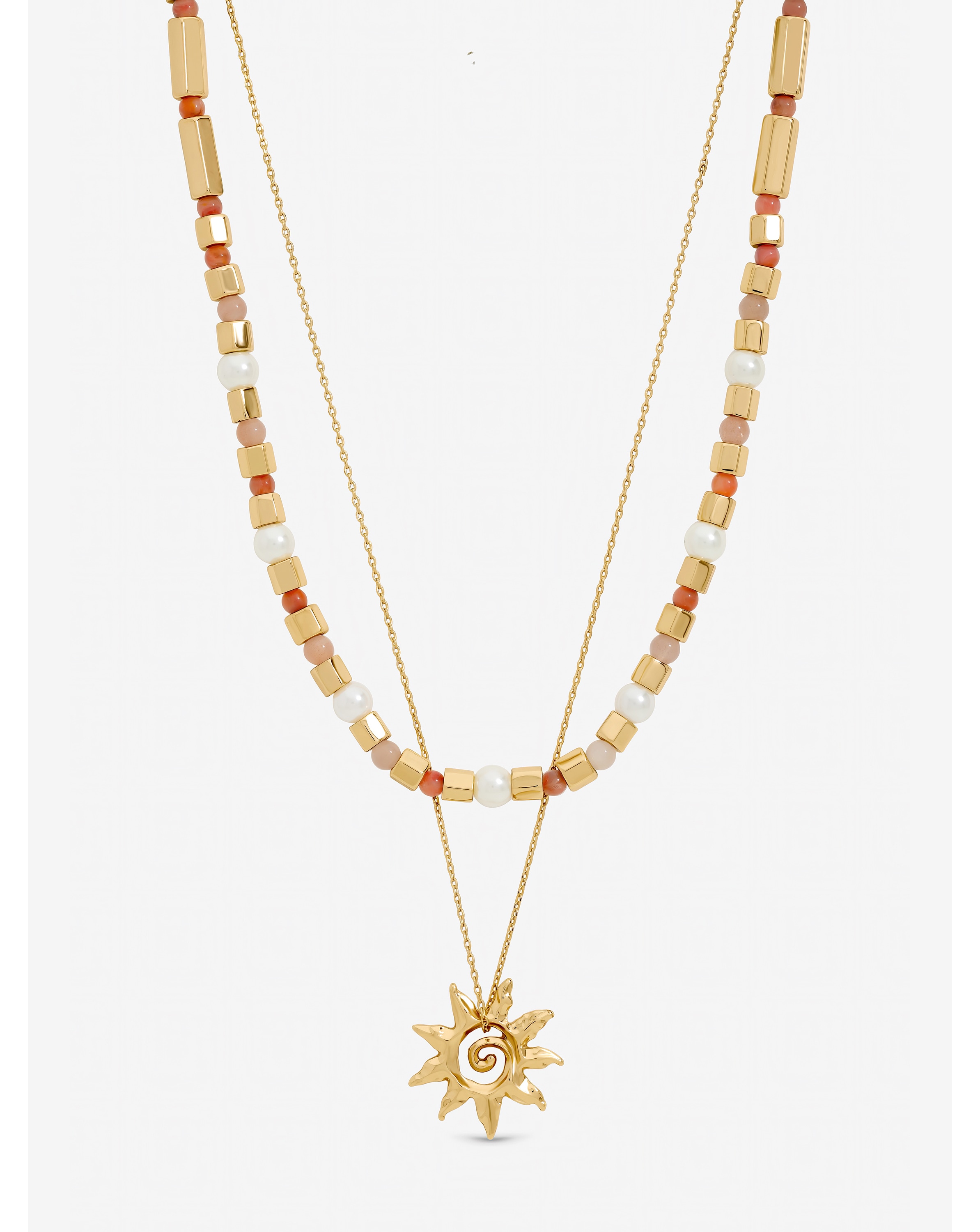 New In - Gold Plated Sun Double Row Necklace