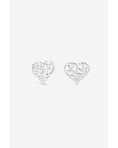 Inicio Sterling Silver Plated Tree Of Love Heart Stud Earrings