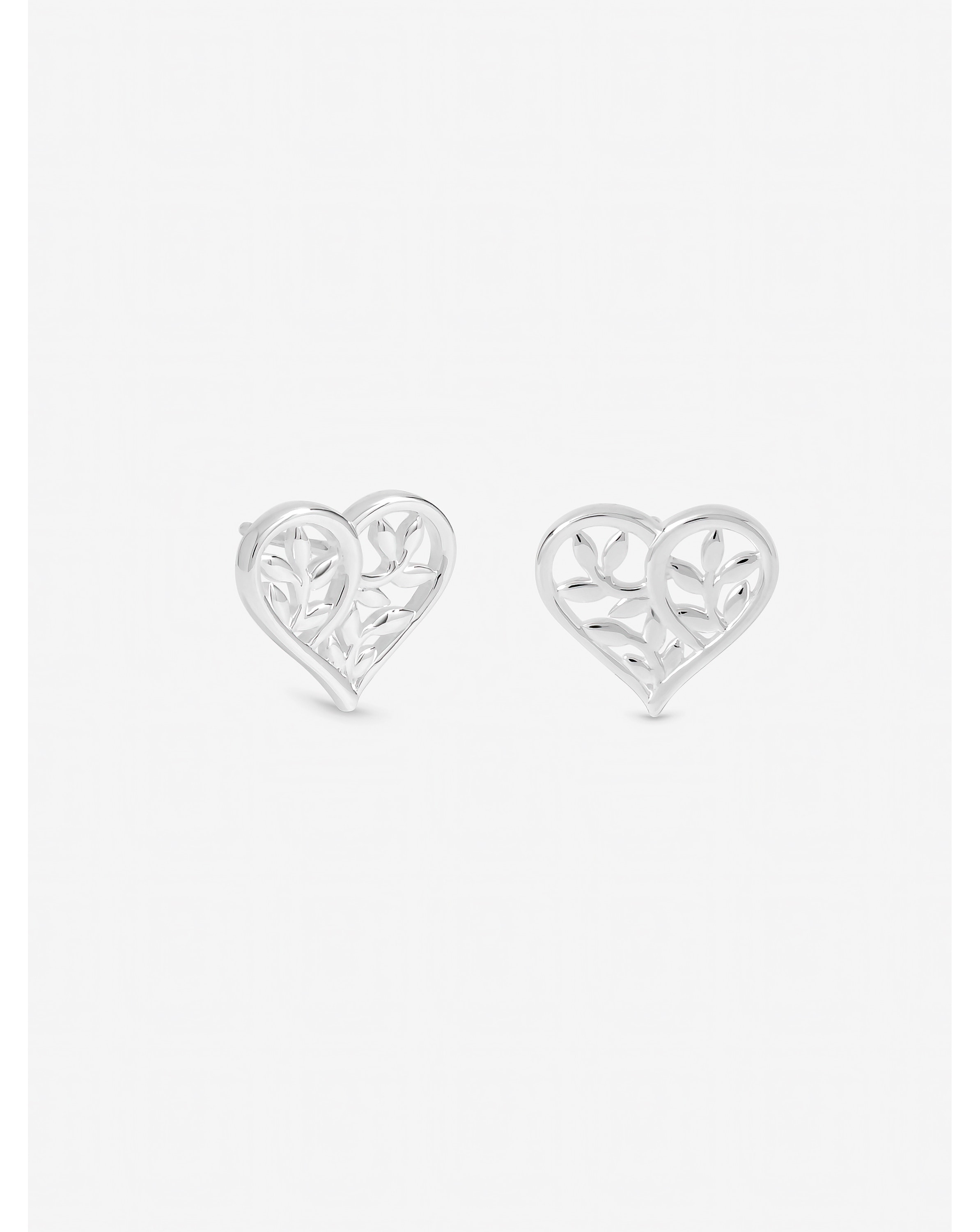 New In - Silver Plated Tree Of Love Heart Studs