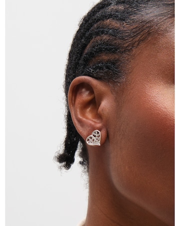 Inicio Sterling Silver Plated Tree Of Love Heart Stud Earrings