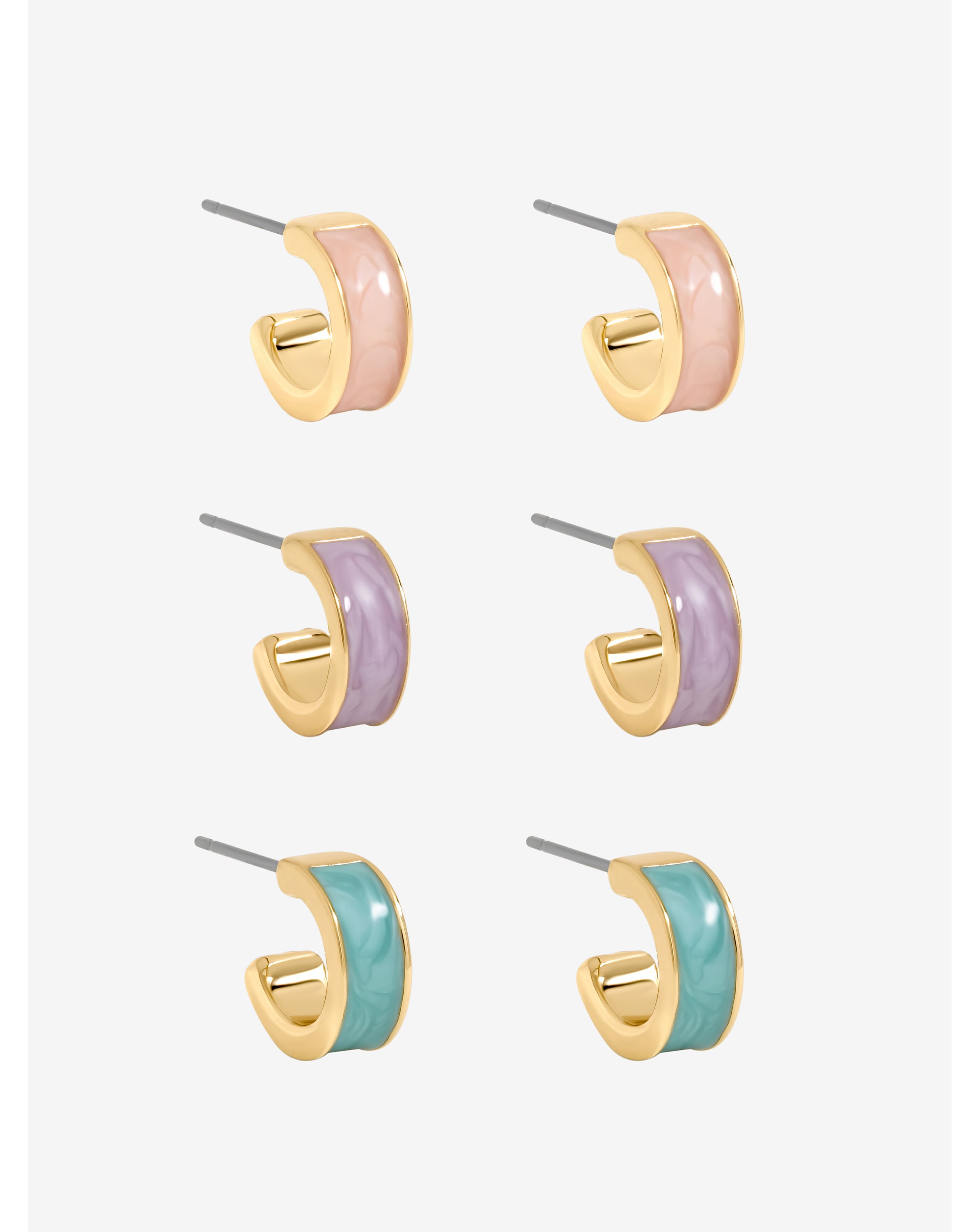 New In - Gold Plated Pastel Hoops - Pack of 3