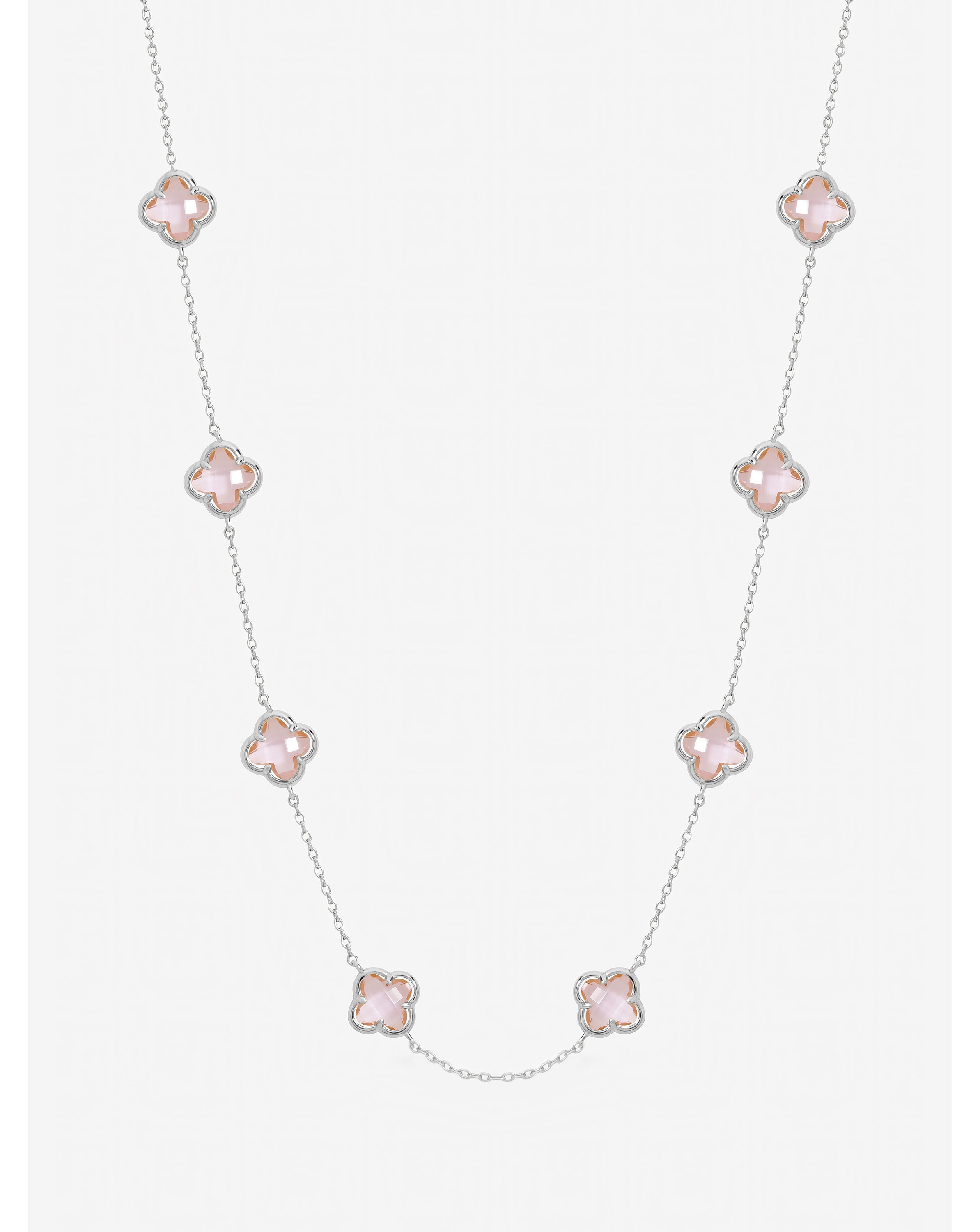New In - Silver Plated Rose Clover Necklace