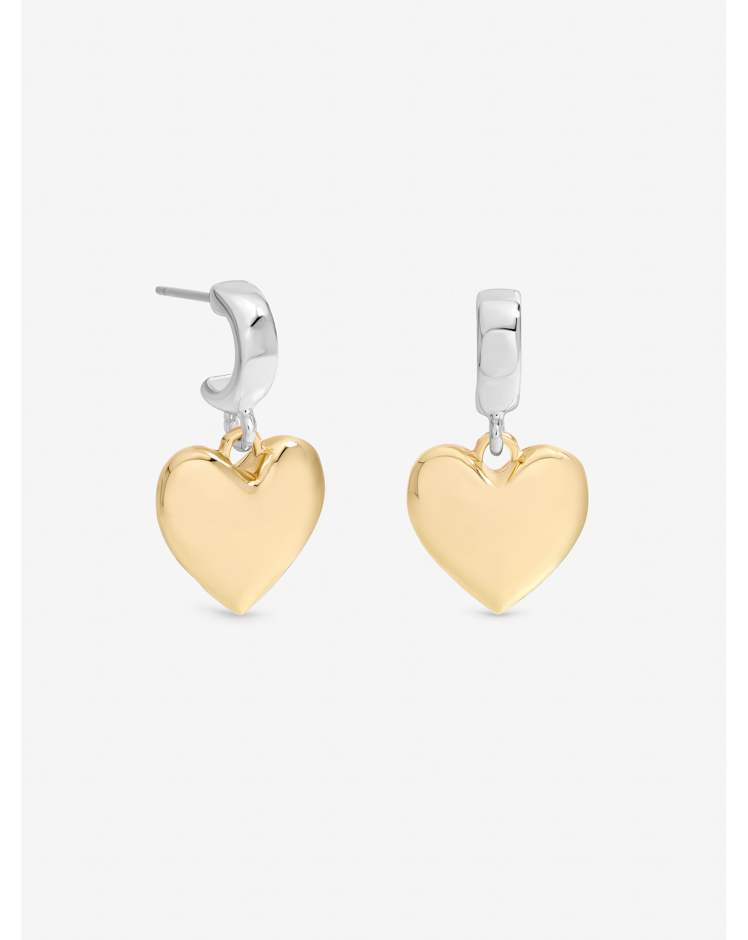 New In - Mood Two Tone Heart Huggie Earrings