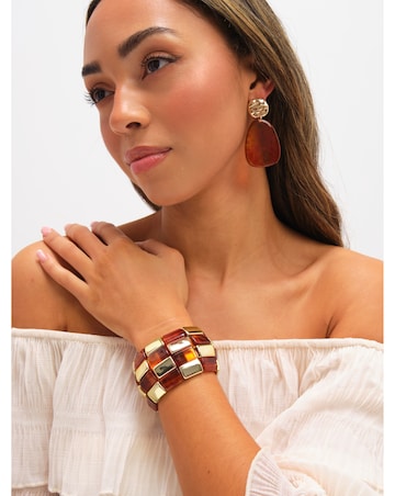 Mood Gold Plated and Resin Statement Stretch Bracelet