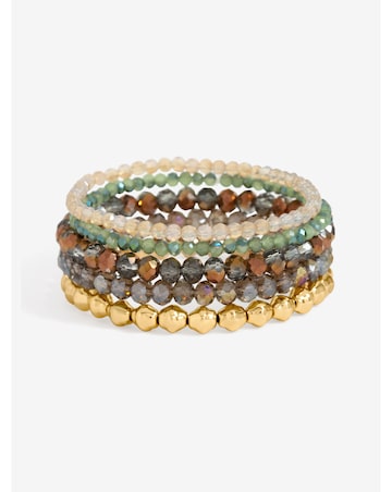 Mood Gold Plated and Polished Multi-Colour Beaded Bracelets - Pack of 5