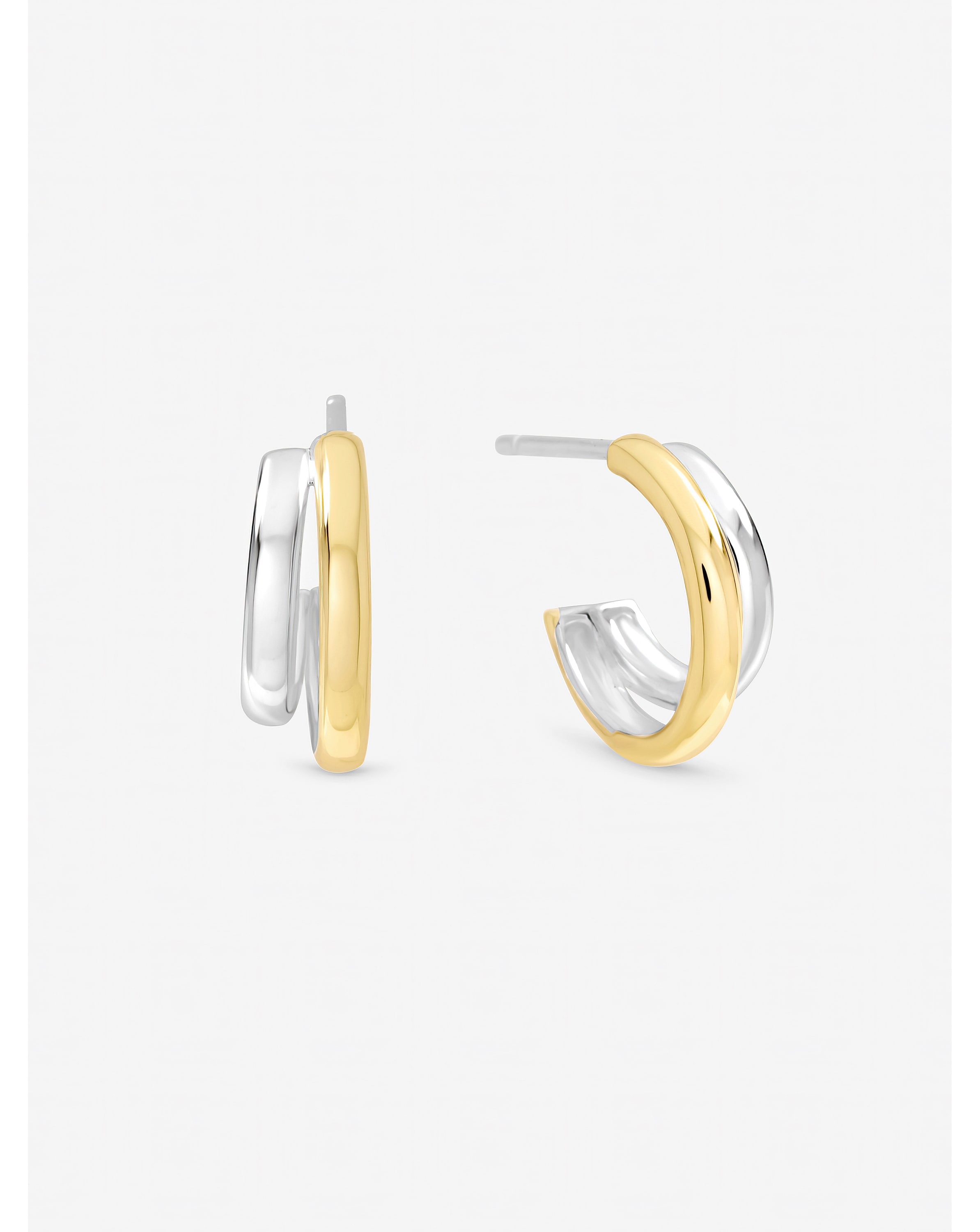 New In - Silver Plated Two Tone Double Row Hoops