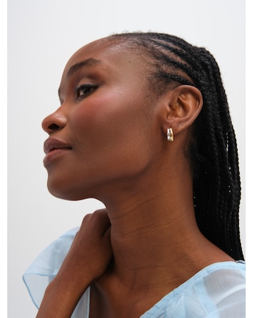 Inicio Sterling Silver Plated Two Tone Double Row Hoop Earrings