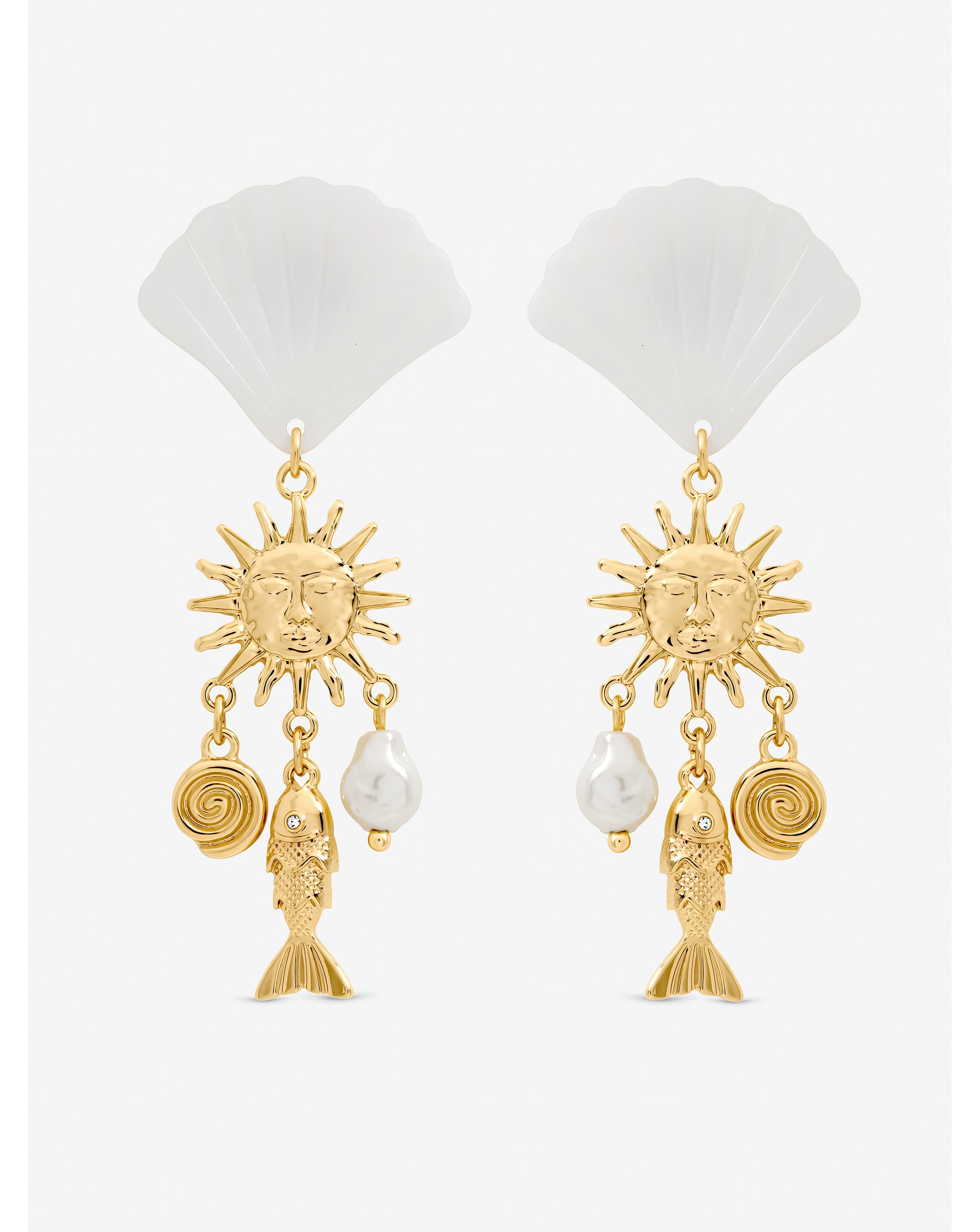 New In - Gold Plated Shell Drop Earrings