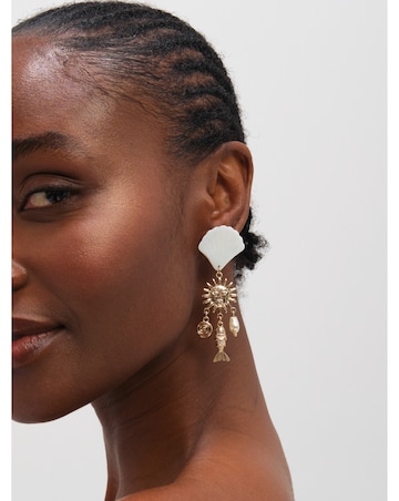 Mood Gold Plated Statement Shell Drop Earrings