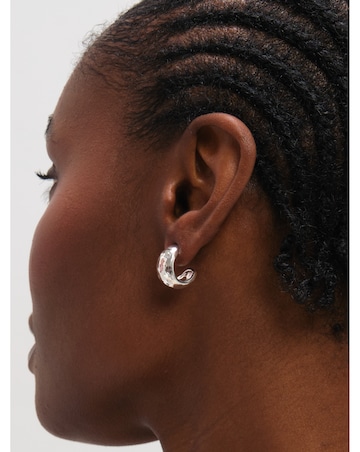 Inicio Sterling Silver Plated Molten Hoop Earrings