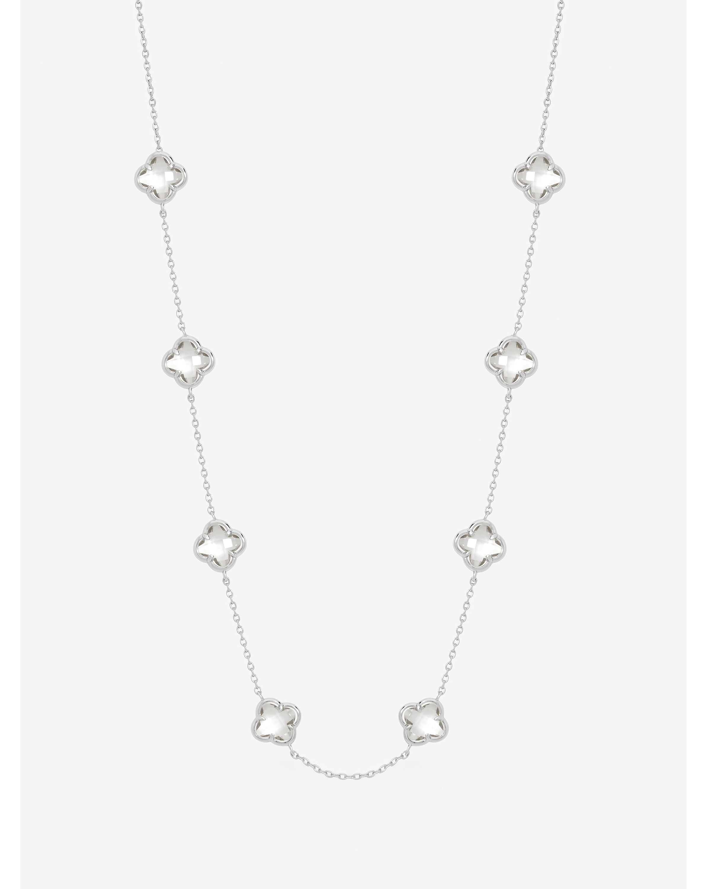 New In - Silver Plated Crystal Clover Necklace