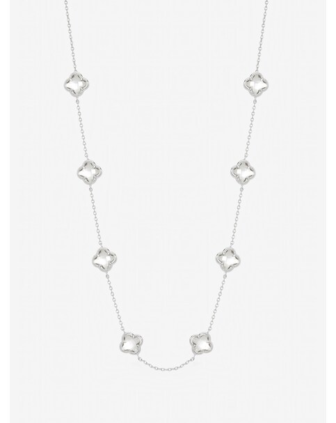 Inicio Sterling Silver Plated Crystal Clover Necklace - Gift Pouch