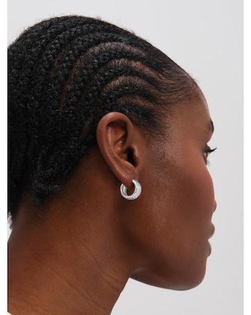 Inicio Sterling Silver Plated Textured Chubby Hoop Earrings