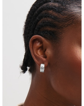 Inicio Sterling Silver Plated Textured Chubby Hoop Earrings