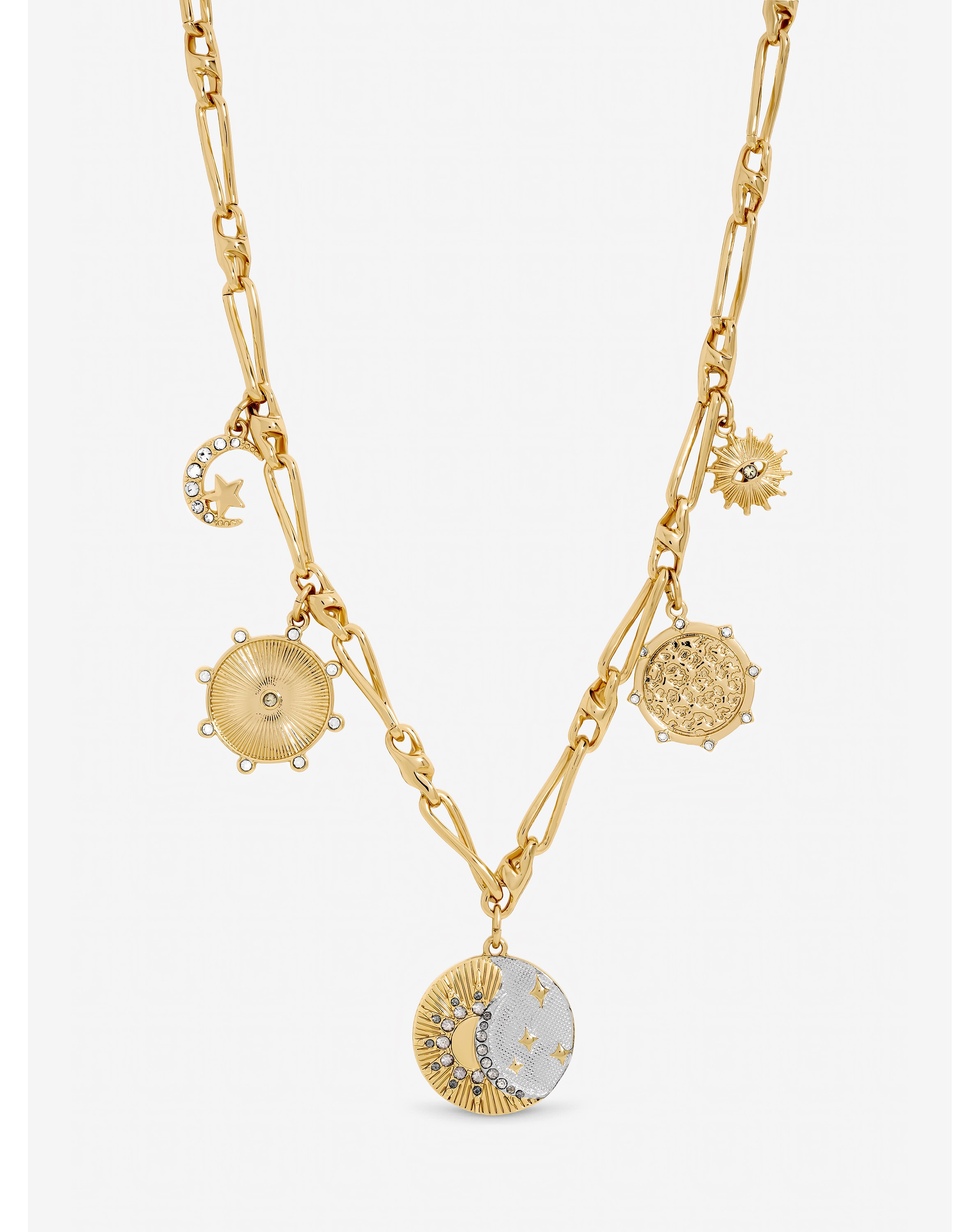 New In - Mood Two Tone Celestial Charm Necklace