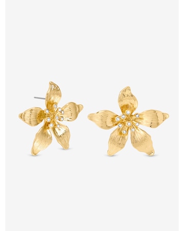 Mood Gold Polished Statement Floral Earrings