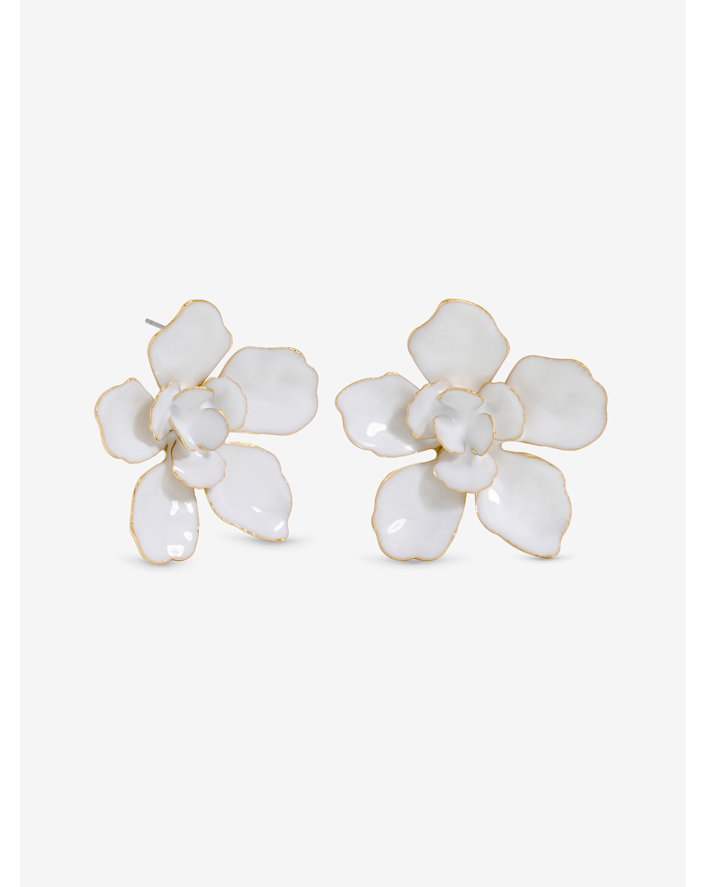 New In - Mood Gold White Floral Earrings