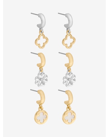 Mood Two Tone Clover Earrings - Pack Of 3