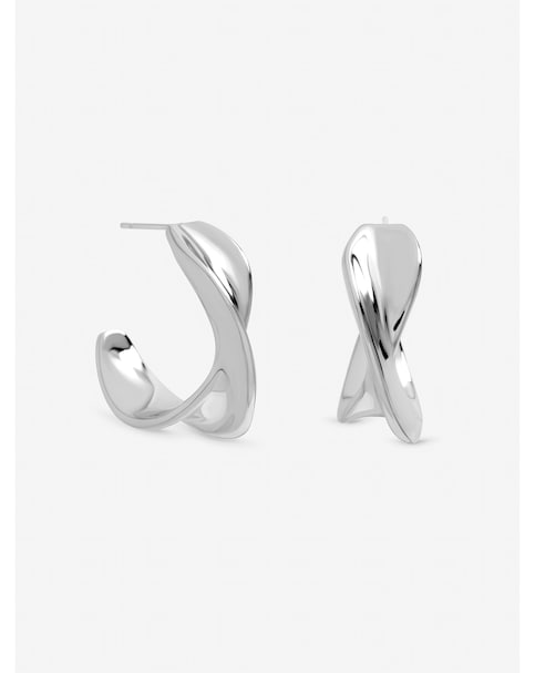 Inicio Sterling Silver Plated Large Polished Twist Hoops