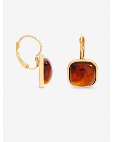 Mood Gold Plated Square Resin Drop Earrings