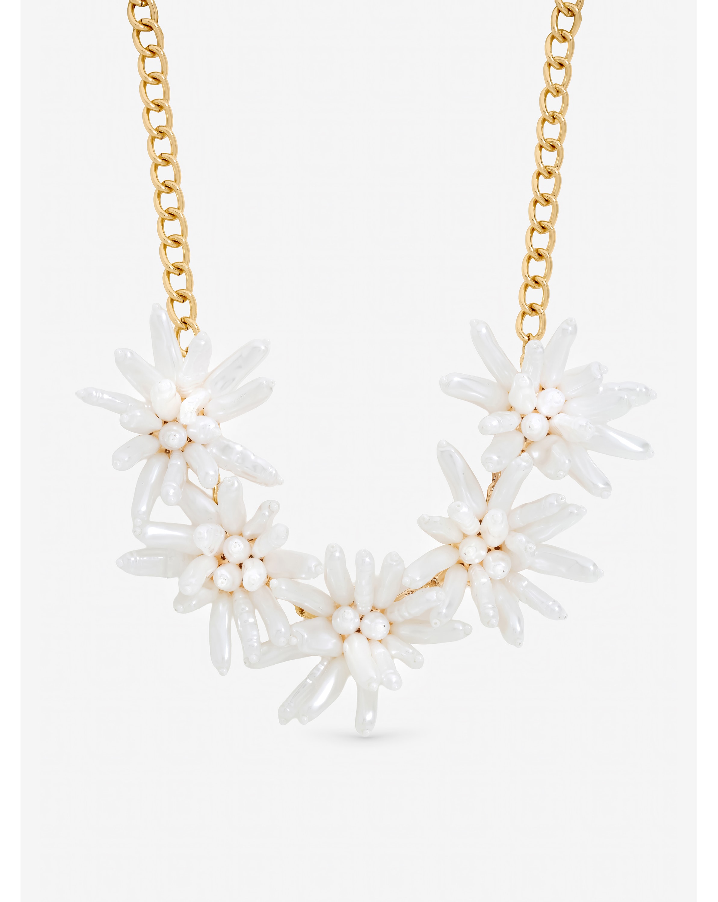 New In - Mood Statement Pearl Floral Neckalce