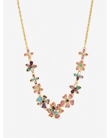 Mood Gold Plated and Multi Coloured Floral Statement Necklace