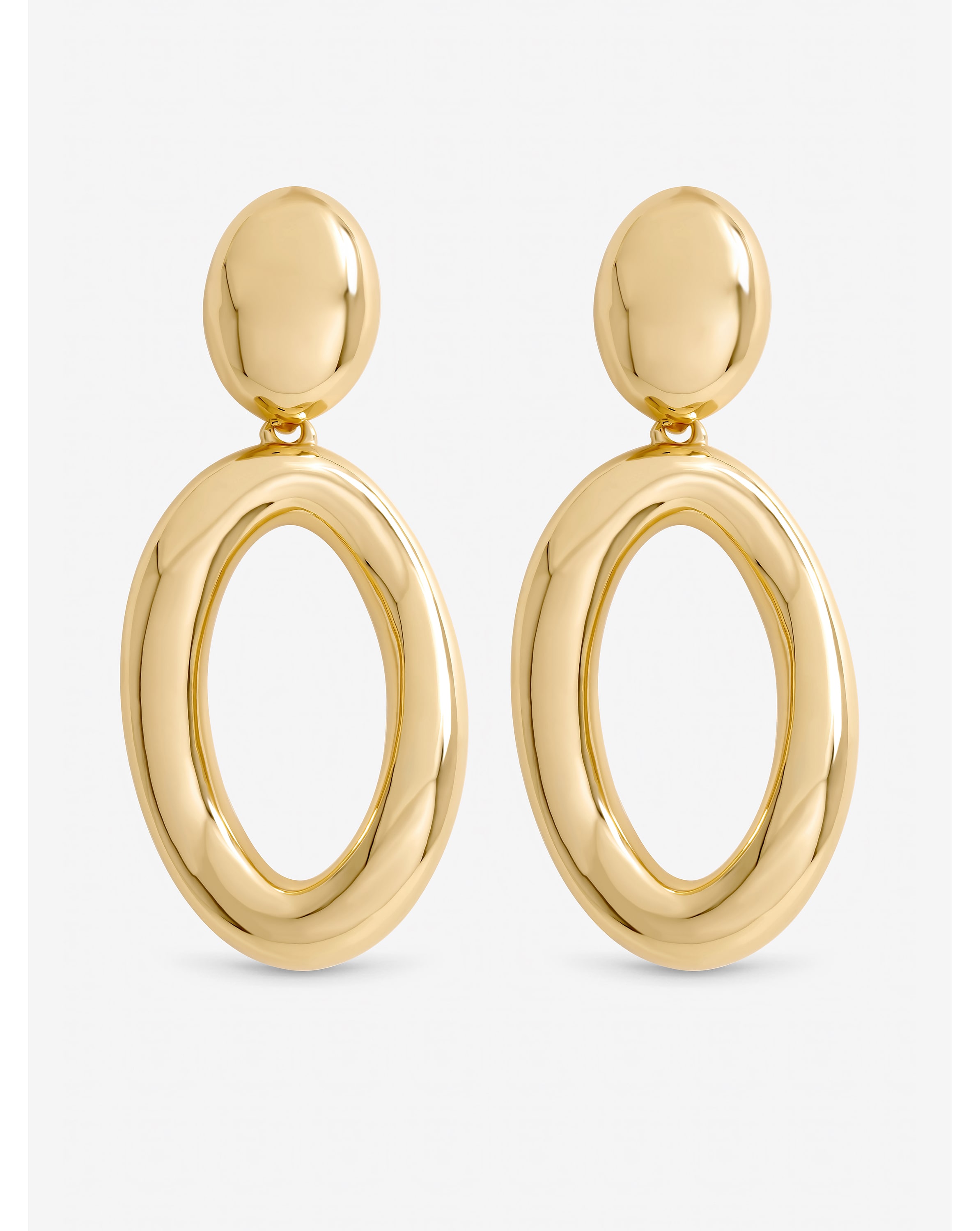 New In - Gold Plated Polished Open Drop Earrings