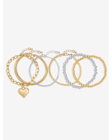 Mood Two Tone Heart Bracelet - Pack of 4