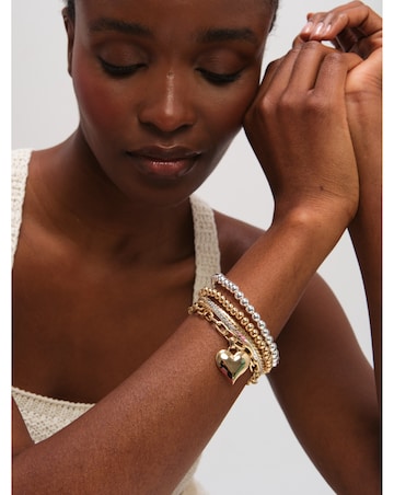 Mood Two Tone Heart Bracelet - Pack of 4