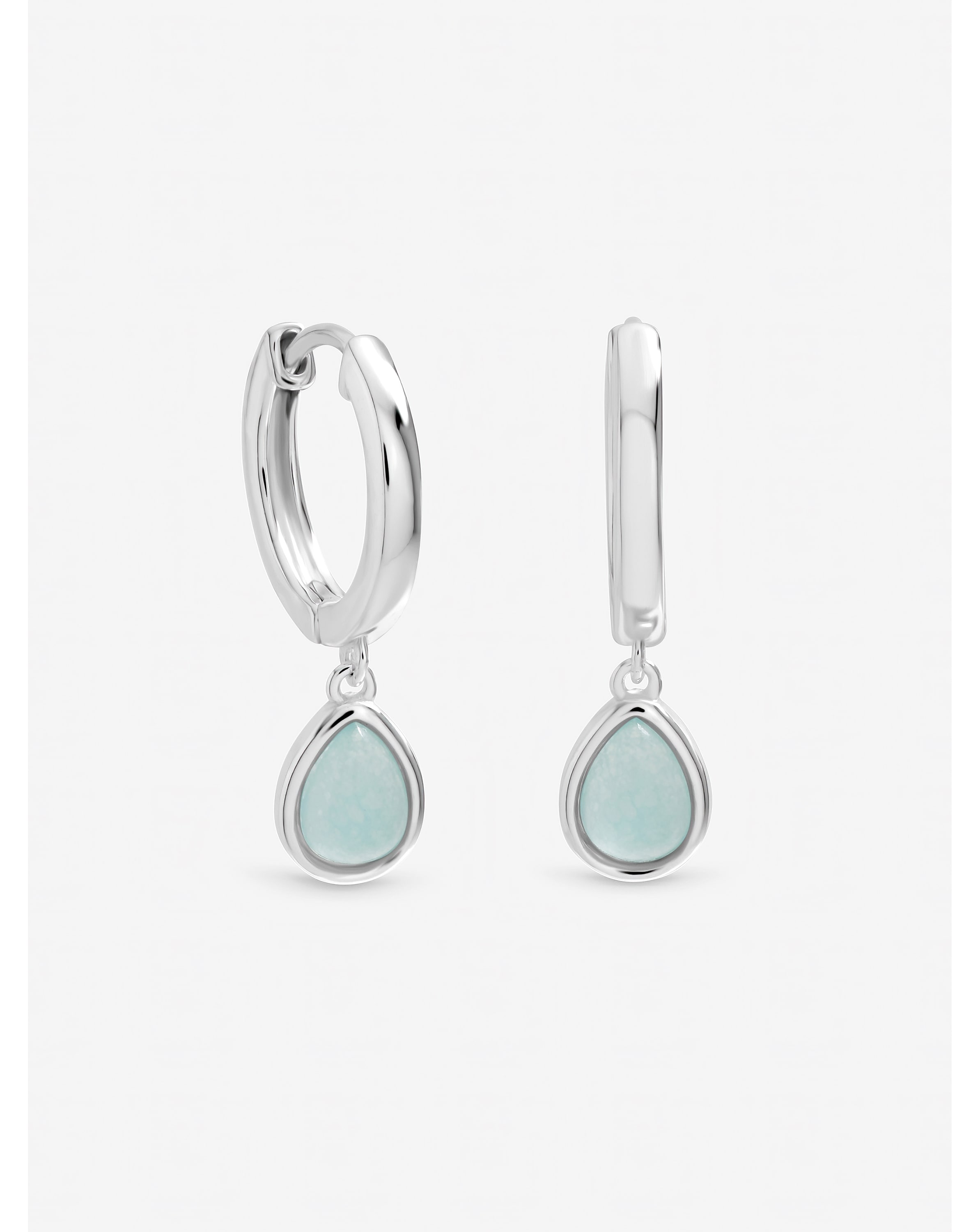 New In - Silver Plated Turquoise Charm Hoops