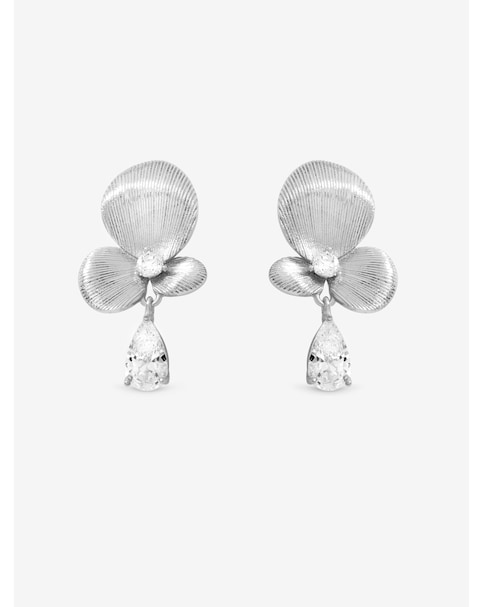 Inicio Sterling Silver Plated Satin Floral Drop Earrings
