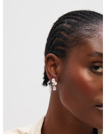 Inicio Sterling Silver Plated Satin Floral Drop Earrings