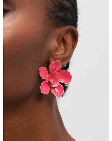 Mood Gold Pink Floral Earrings