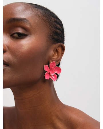 Mood Gold Pink Floral Earrings