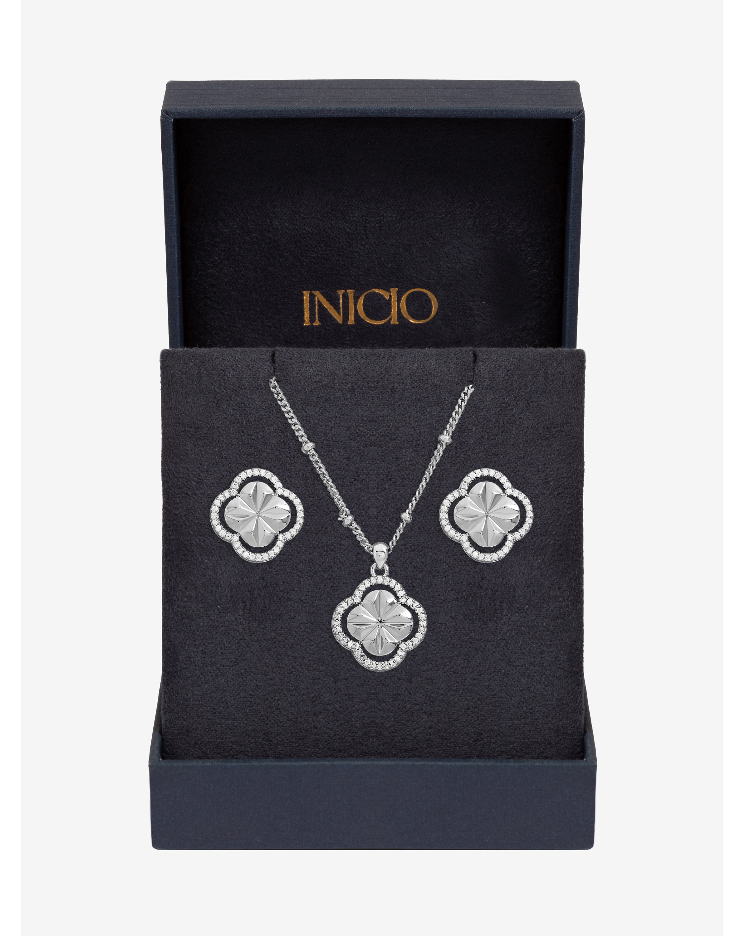 New In - Silver Plated Clover Set - Gift Box