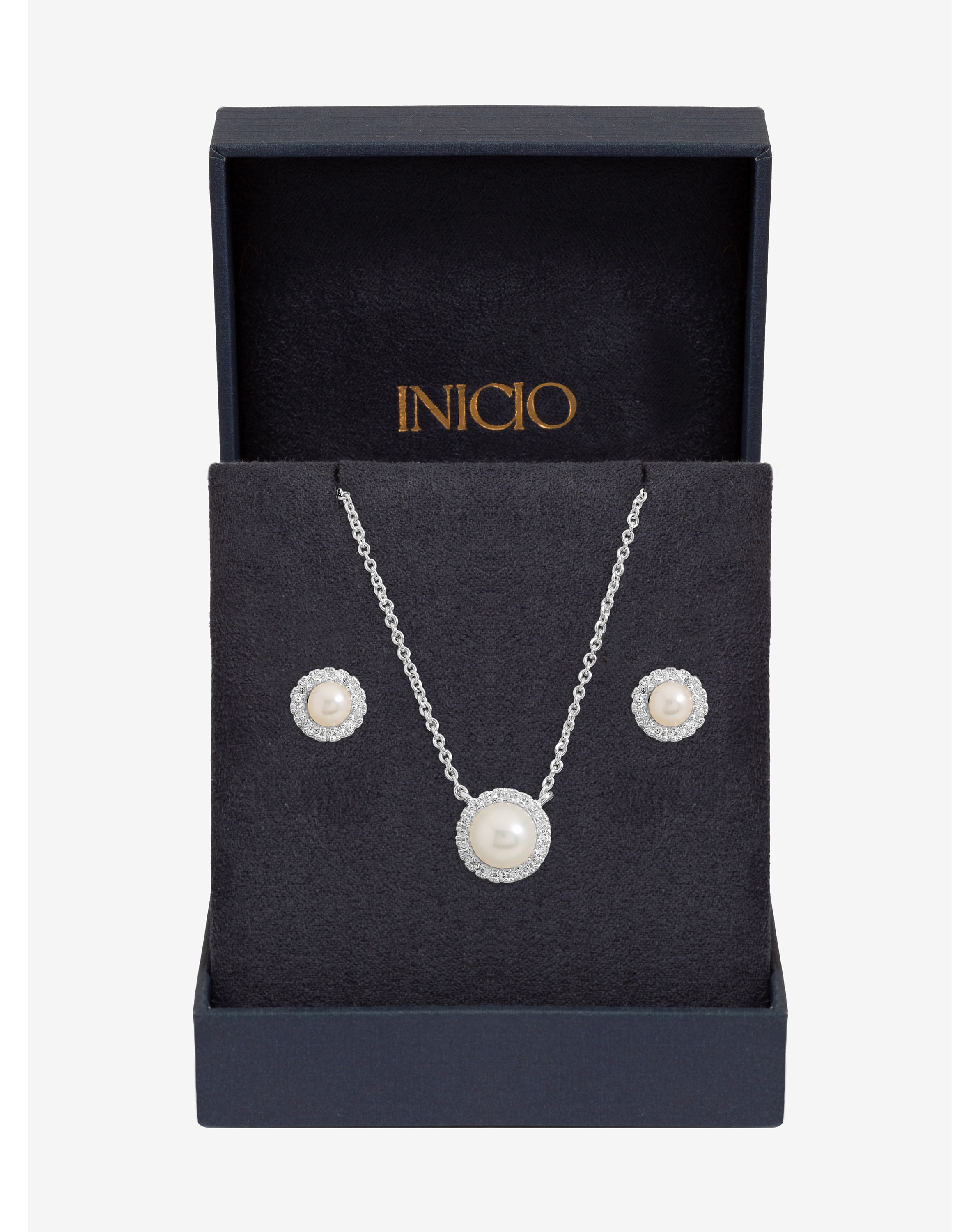New In - Silver Plated Pearl Halo Set - Gift Box