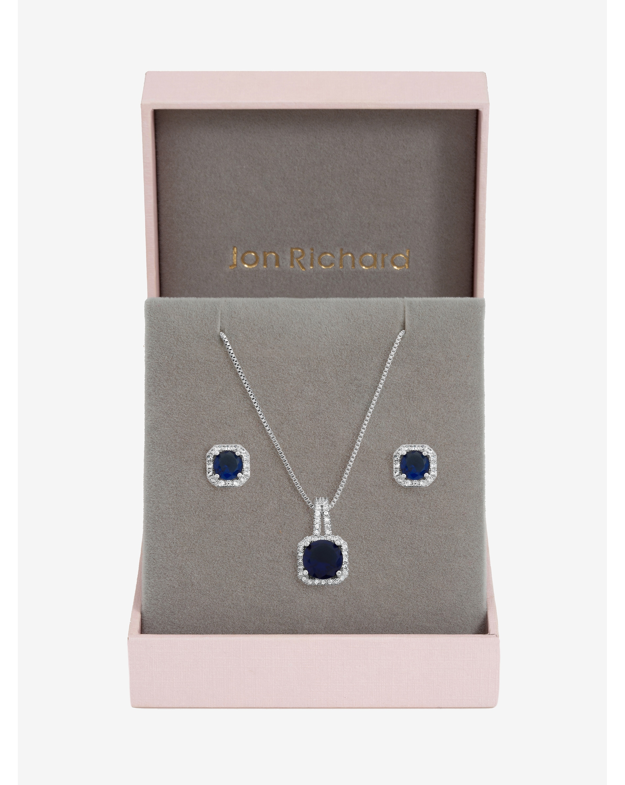 New In - Rhodium Plated CZ Square Set - Gift Box