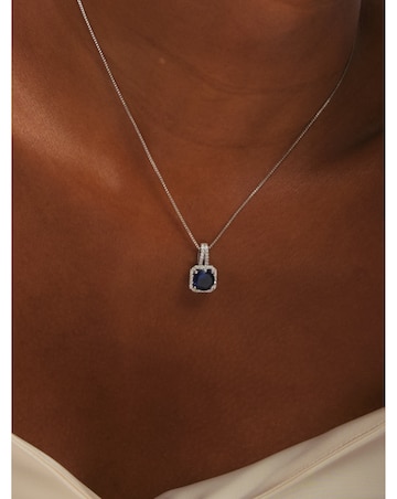 Jon Richard Rhodium Plated Cubic Zirconia and Sapphire Square Set - Gift Box