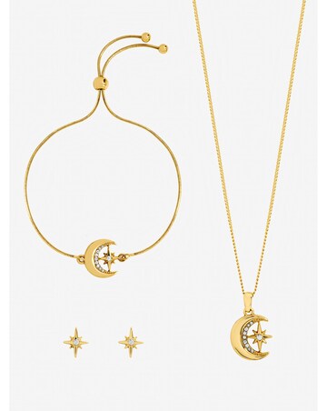 Jon Richard Gold Plated Crystal and Moon Trio Set - Gift Box