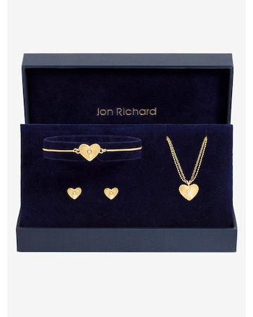 Jon Richard Gold Plated Diamond Cut Heart Set - Gift Box